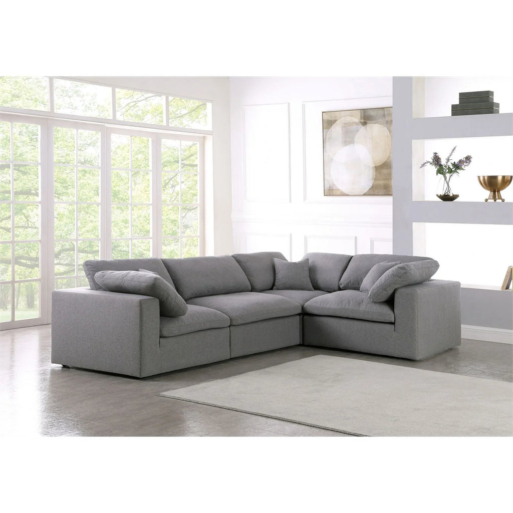 Gray Linen Fabric Modular Sectional H4816