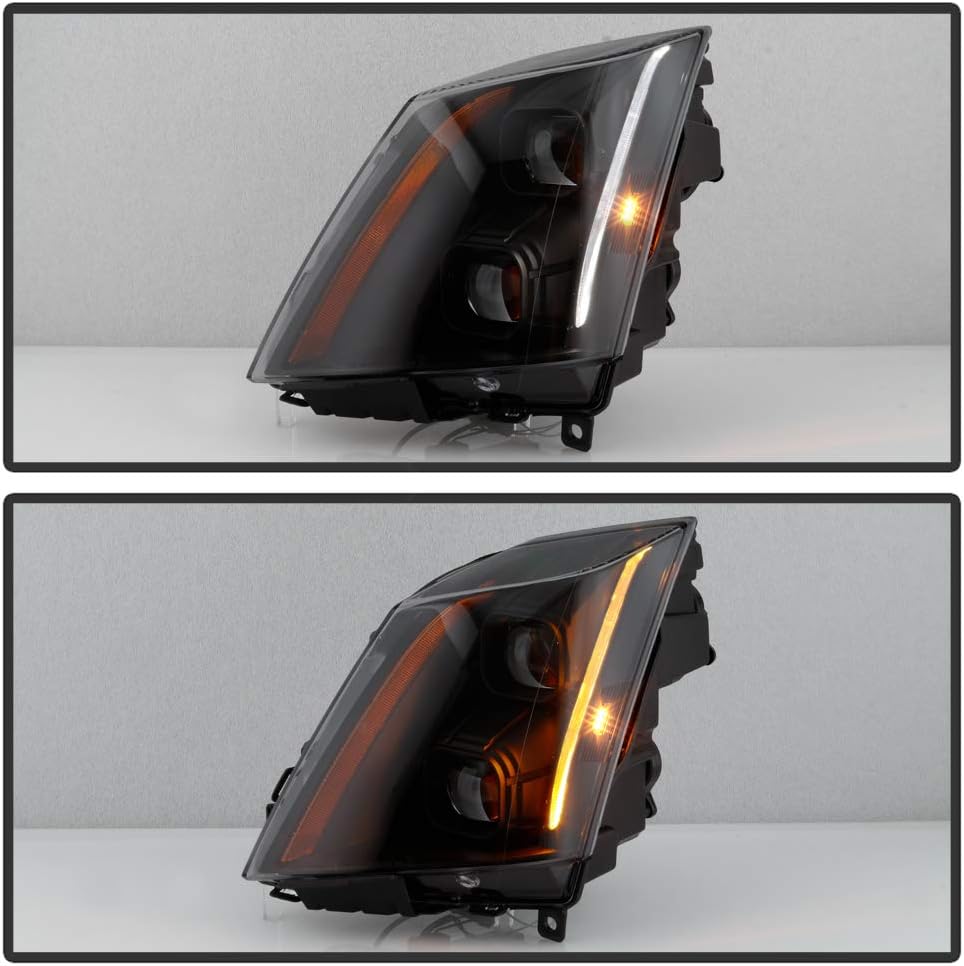 Black Smoked LED Projector Headlights Pair Y4970