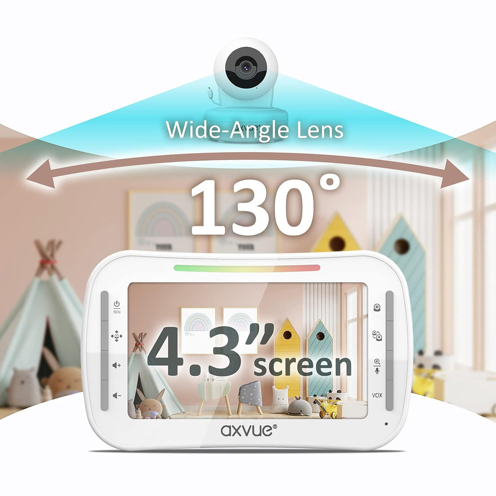 Baby Monitor with Remote Pan-Tilt-Zoom Camera, 4.3” Screen, Night Vision, Talk Back, Room Temperature, Lullabies, 1000ft Range V190329