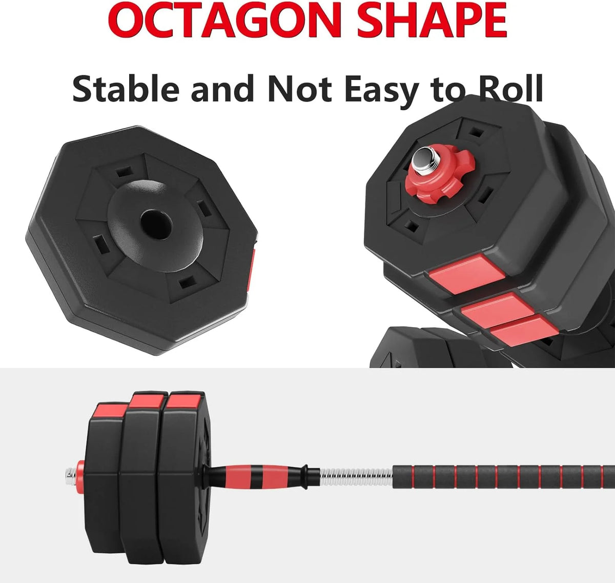 Adjustable Dumbbells Set 55LB 66LB 3 in 1 J4178