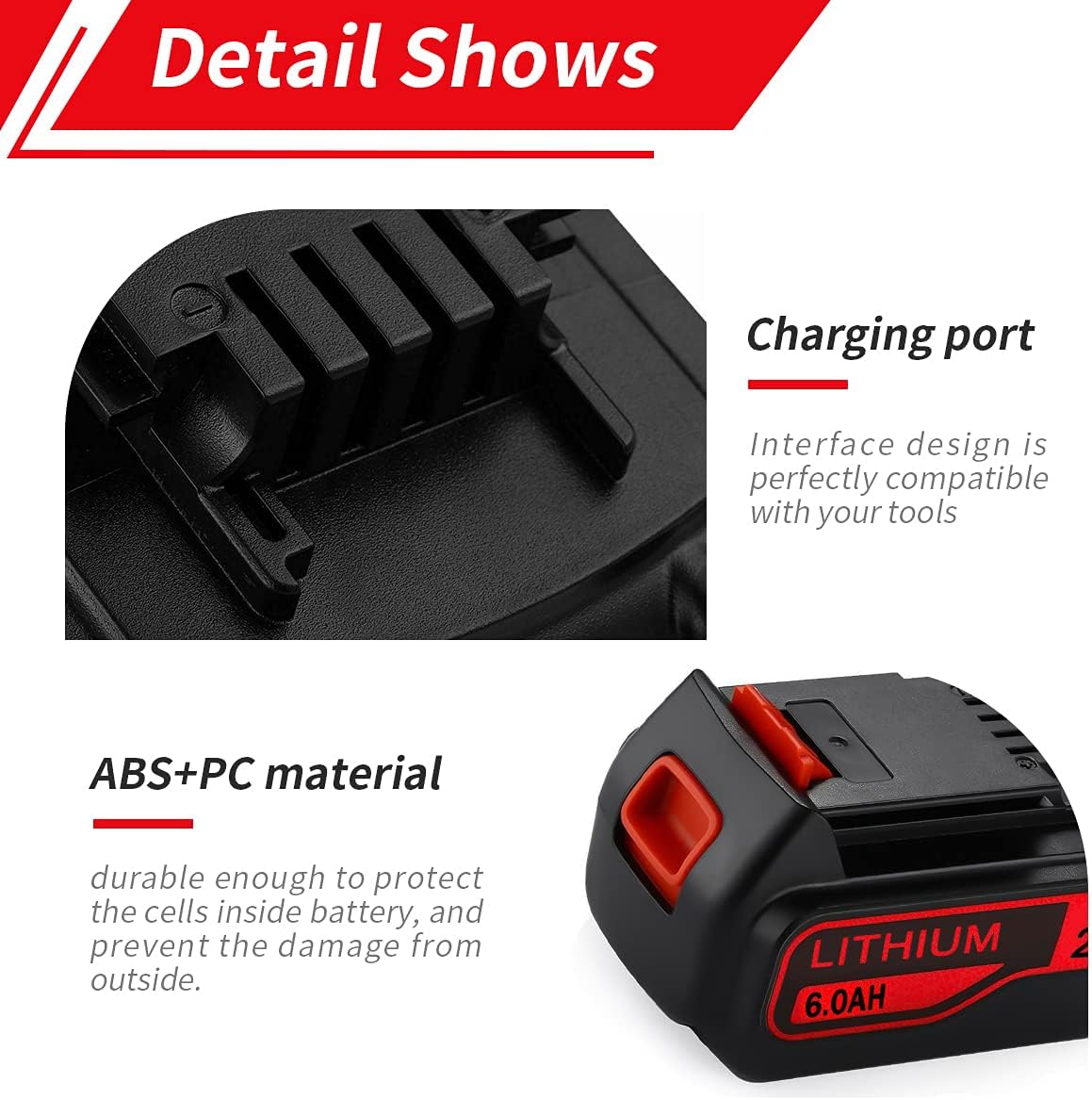 2 Pack 6.0Ah 20V Max Replacement Lithium Battery S3297