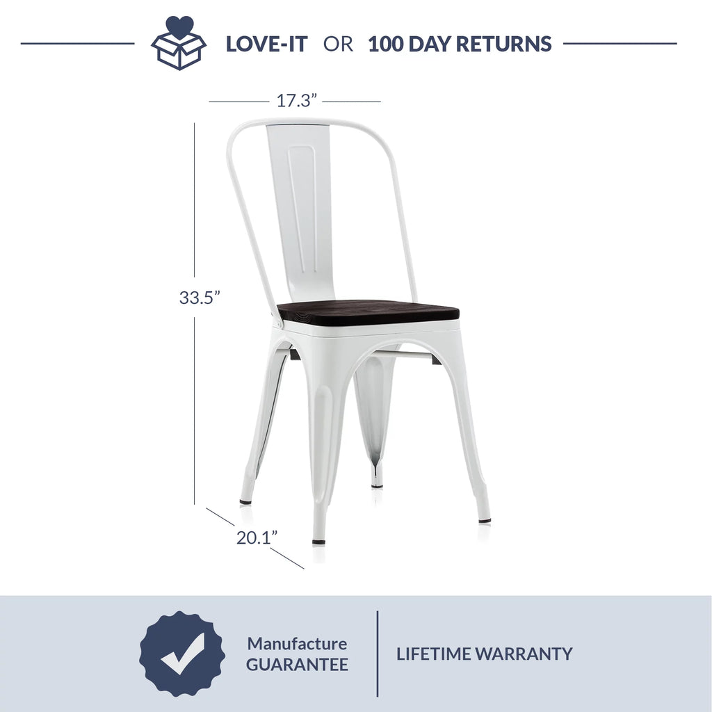 Gray Set of 4 Metal Wood Dining Chairs E68691