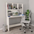 White Engineered Wood Desk with Shelves O255634