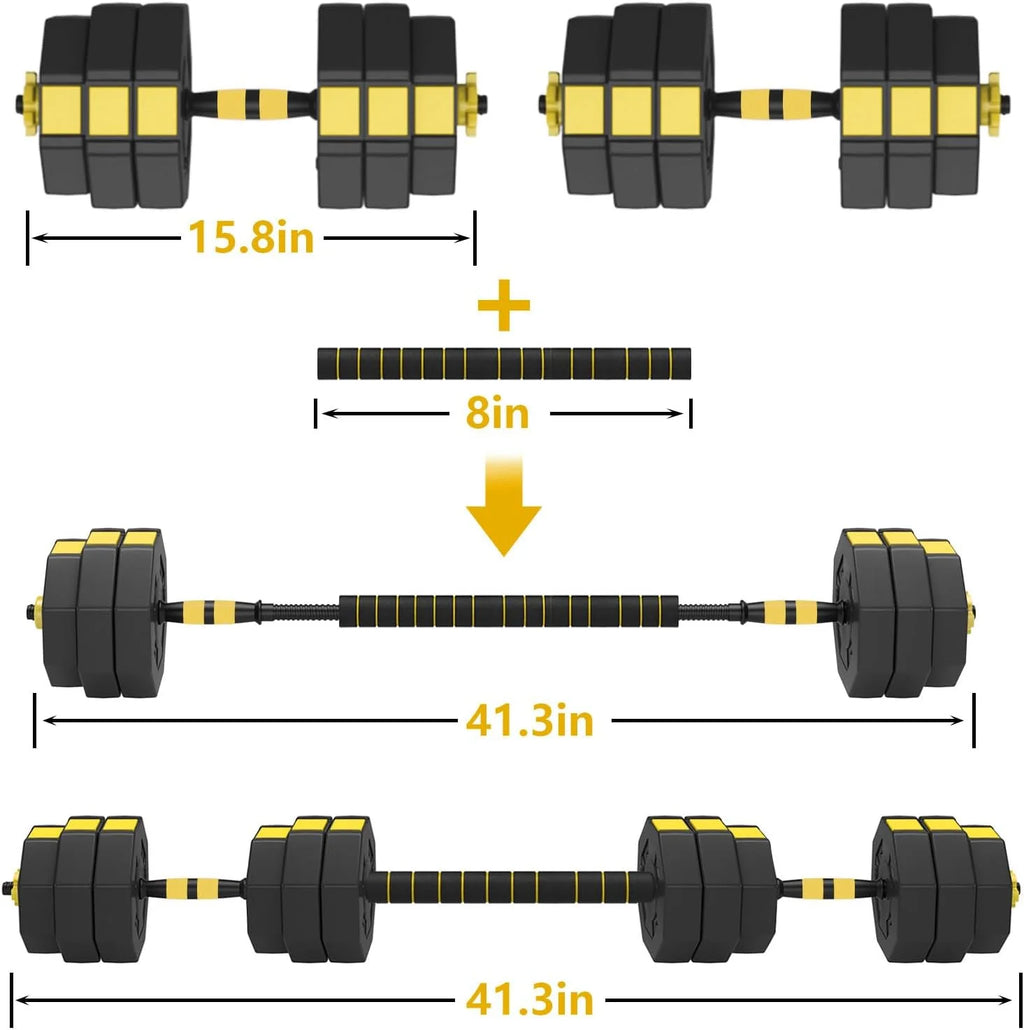 Adjustable Dumbbells Set 55LB 66LB 3 in 1 J4178