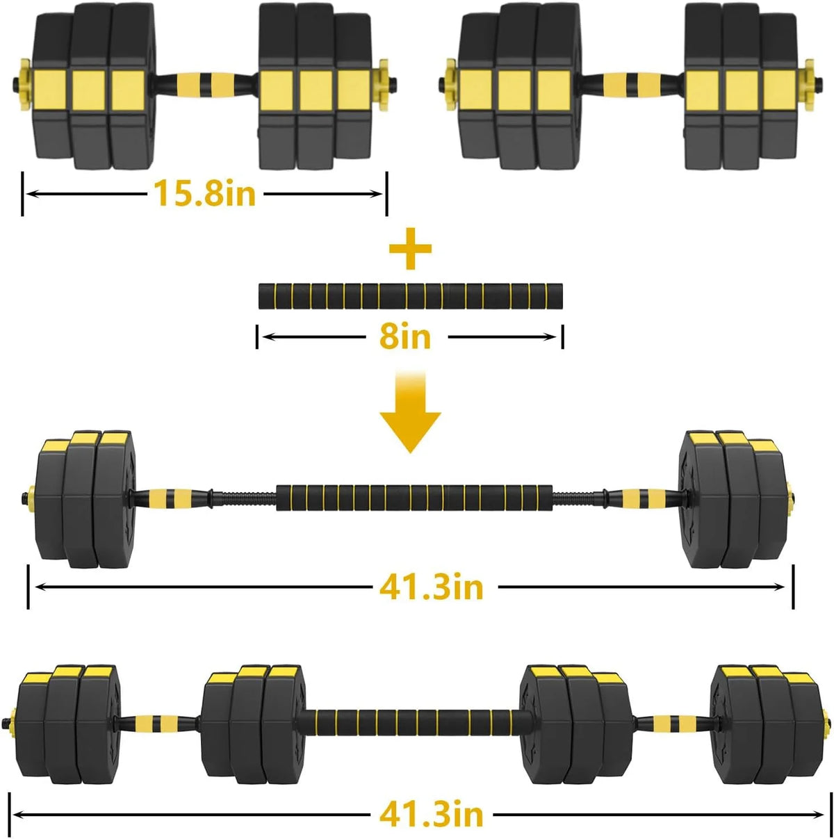 Adjustable Dumbbells Set 55LB 66LB 3 in 1 J4178