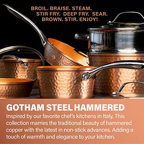 10 Pc Non Stick Copper Cookware Set with 12 Inch Nonstick Skillet W549