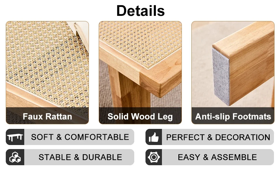 Rattan Table with Rubber Wood Legs J36350