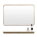 Gold Metal Rectangle Wall-Mounted Mirror 70 X 50Cm N520