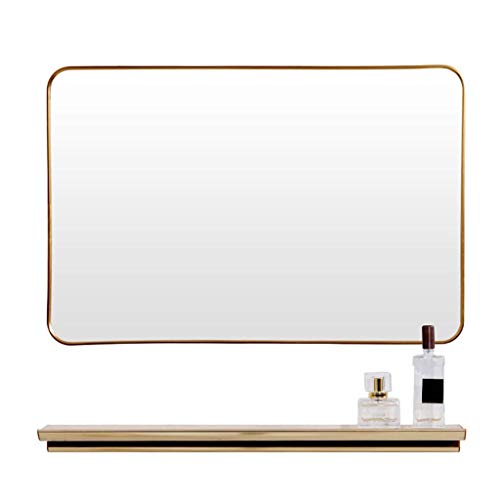 Gold Metal Rectangle Wall-Mounted Mirror 70 X 50Cm N520