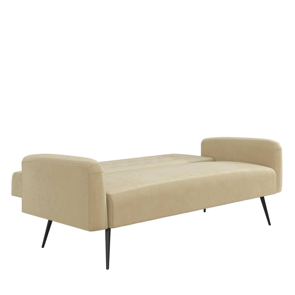 Ivory Velvet Convertible Sofa Bed Futon J975