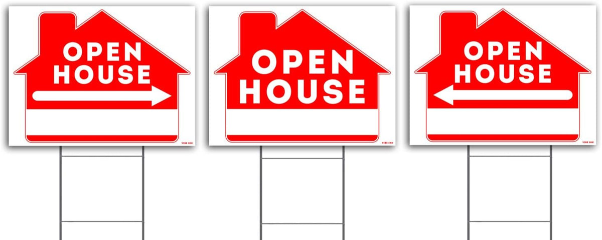 Open House Sign Kit with Tall Stands 24x18 Yard Sign Bundle 5 Pack of 2 I2783
