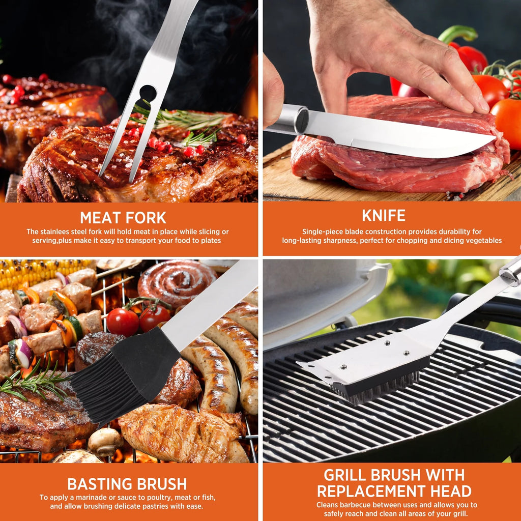 25 Piece Stainless Steel Barbeque Grill Tool Set U326