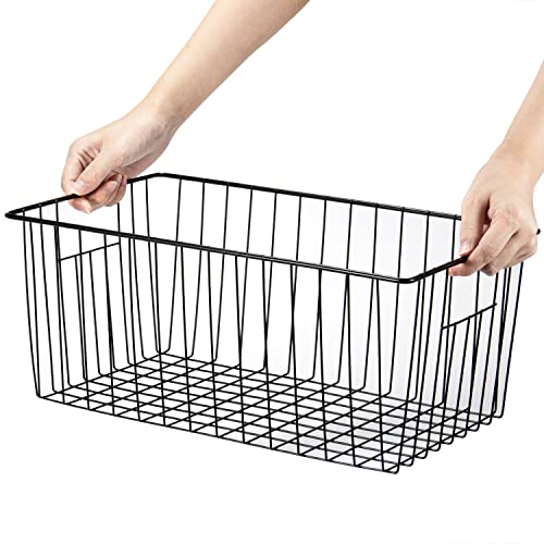 16 inch Upright Freezer Organizer Baskets, Black, Pack 3 Q90998