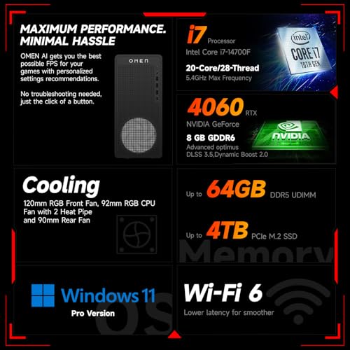 i7 RTX 4060 64GB DDR5 RAM 2TB SSD Gaming Desktop H496577