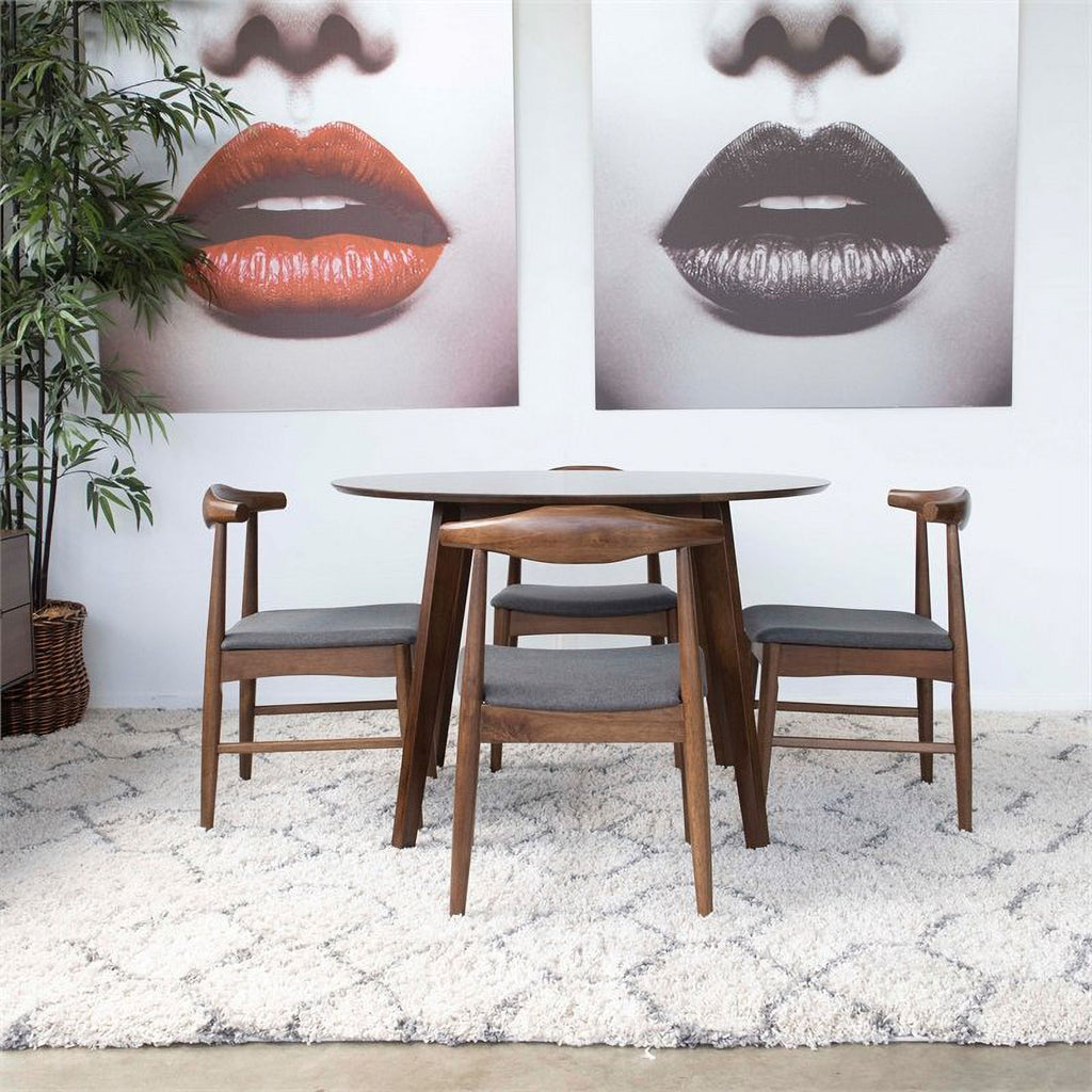Fabric Dining Chair in White/Gray (Set of 5) R550