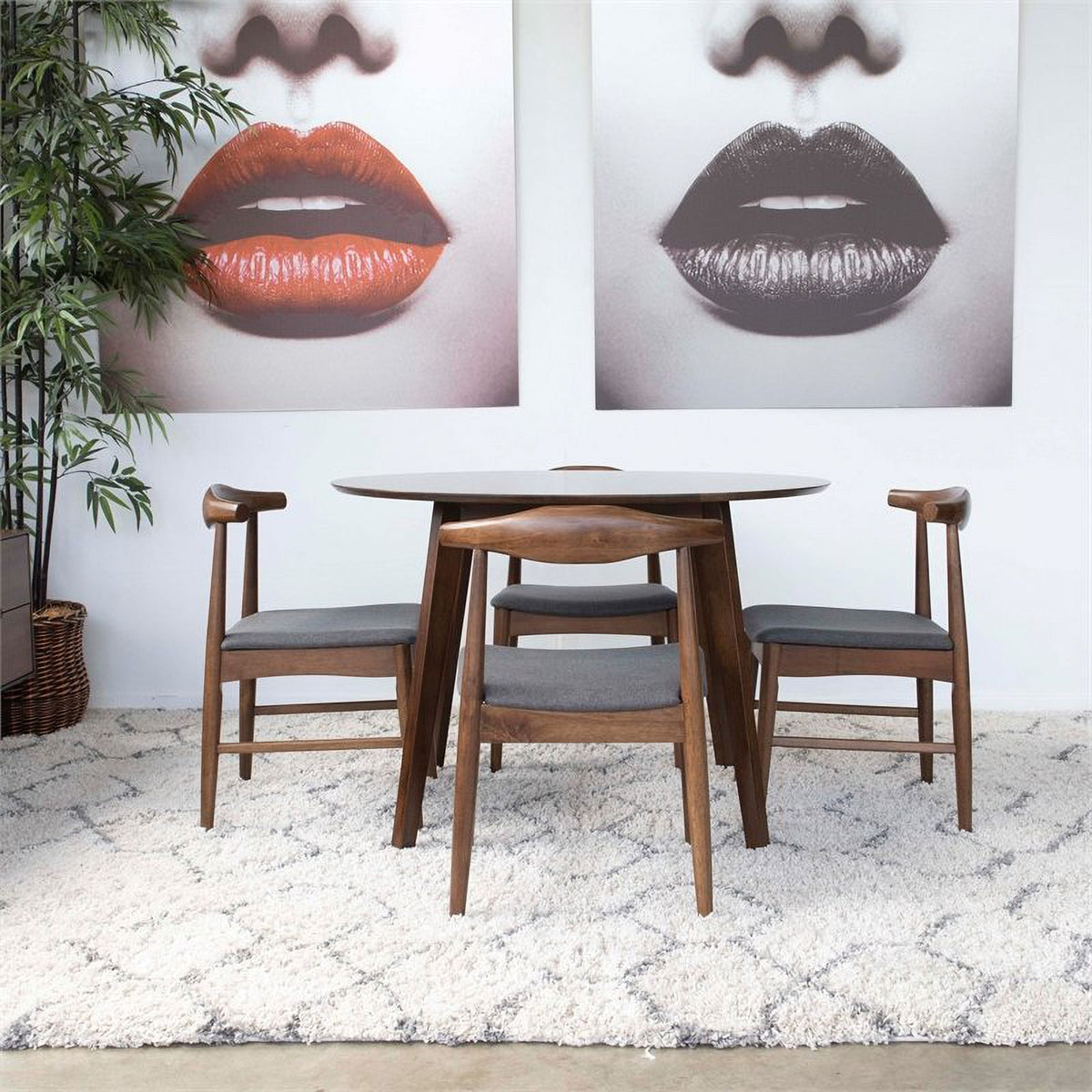 Fabric Dining Chair in White/Gray (Set of 5) R550
