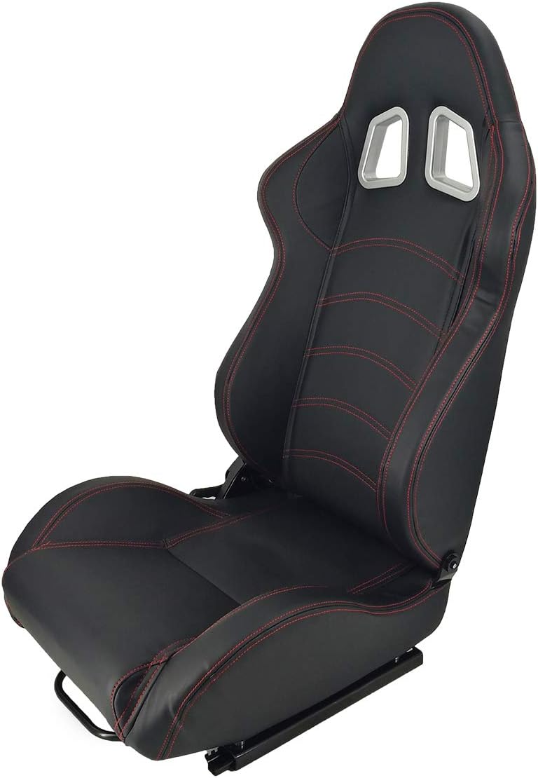 Pair of Black PVC Faux Leather Racing Car Seats R489354
