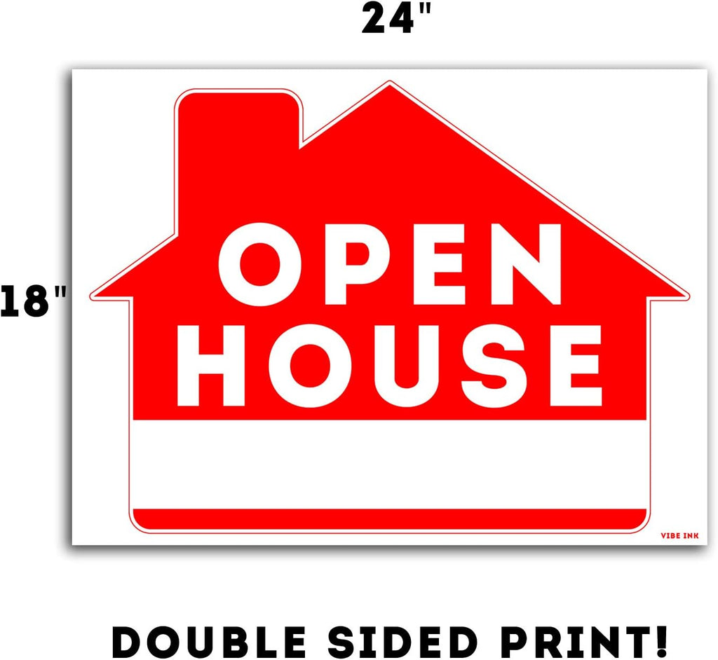 Open House Sign Kit with Tall Stands 24x18 Yard Sign Bundle 5 Pack of 2 I2783