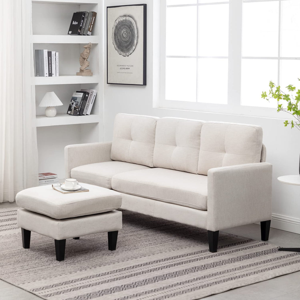 Beige Reversible Sectional Sofa with Ottoman B69094