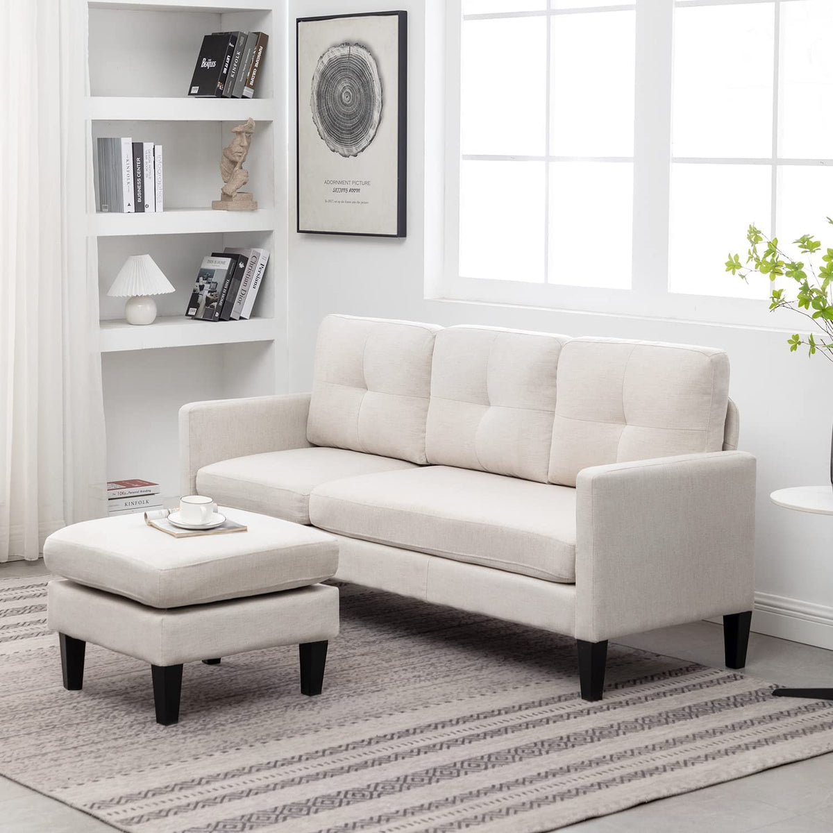Beige Reversible Sectional Sofa with Ottoman B69094