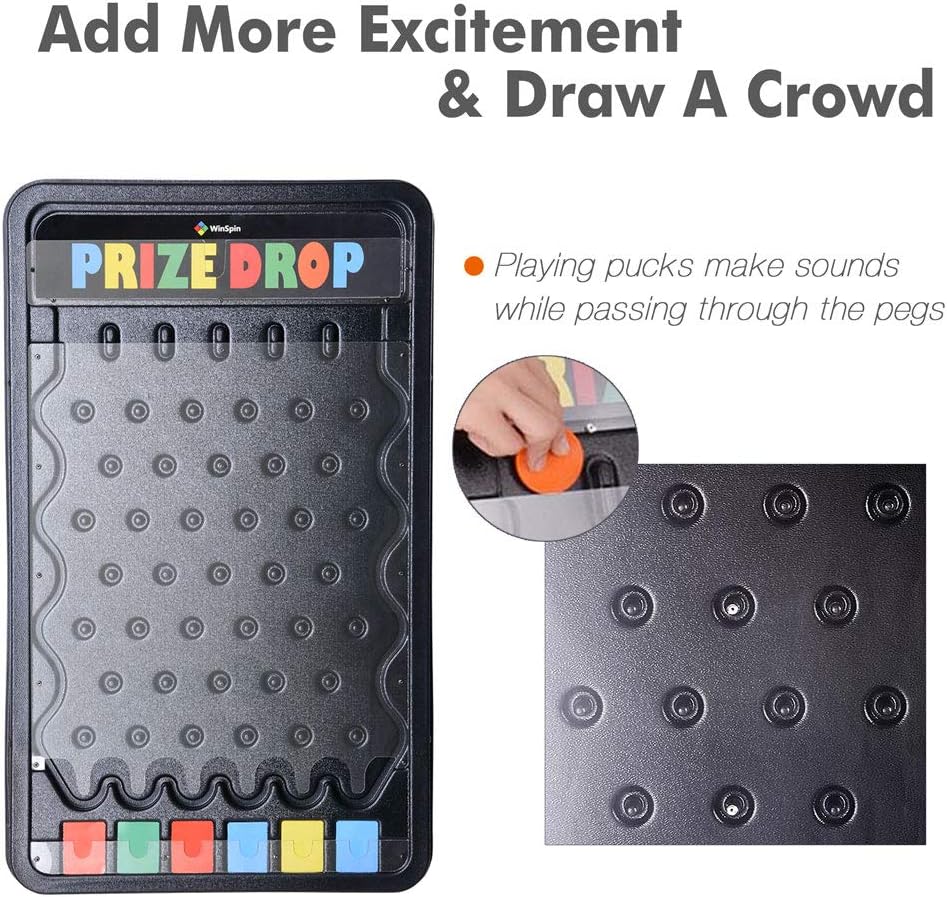 30 Prize Drop Plinko Board Disk Drop Game 6 Slots with 10 Pucks S4888