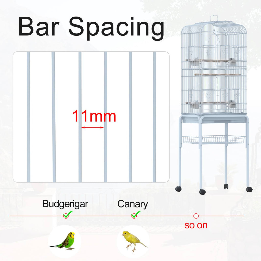 White Metal Indoor Bird Cage Starter Kit with Rolling Stand V187857