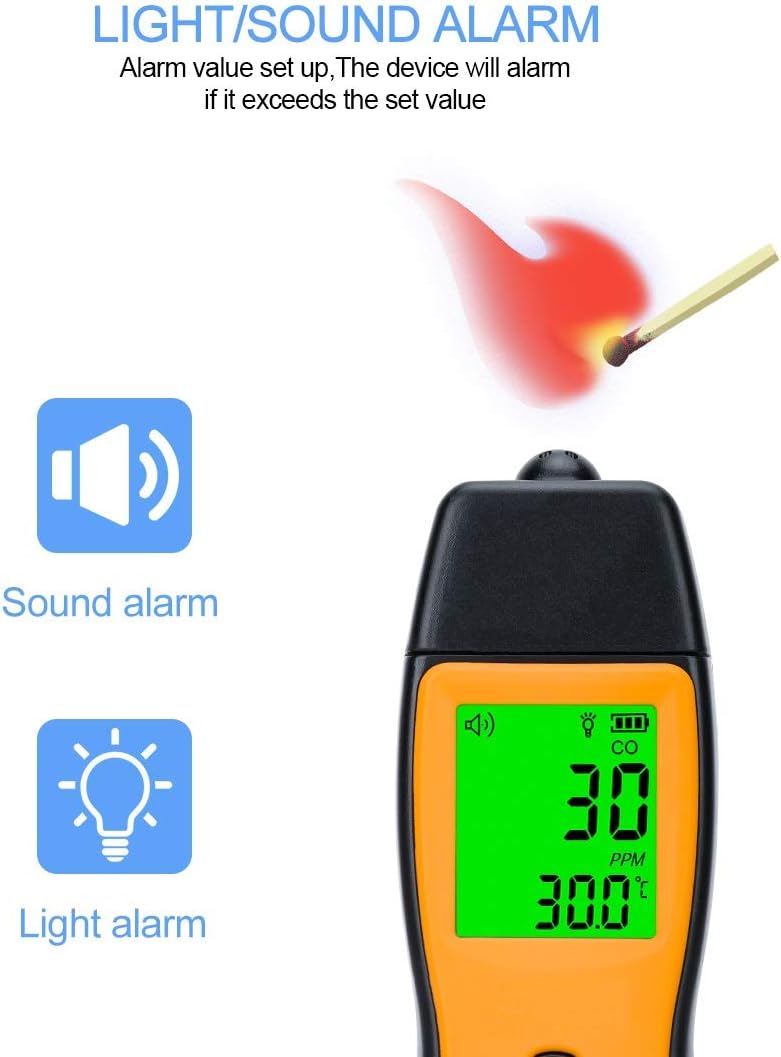 Handheld Carbon Monoxide Meter, Portable CO Gas Detector, 0～1000ppm Range, 1PPM Resolution I111