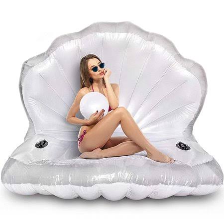 White Inflatable Pool Float with Pump B21202