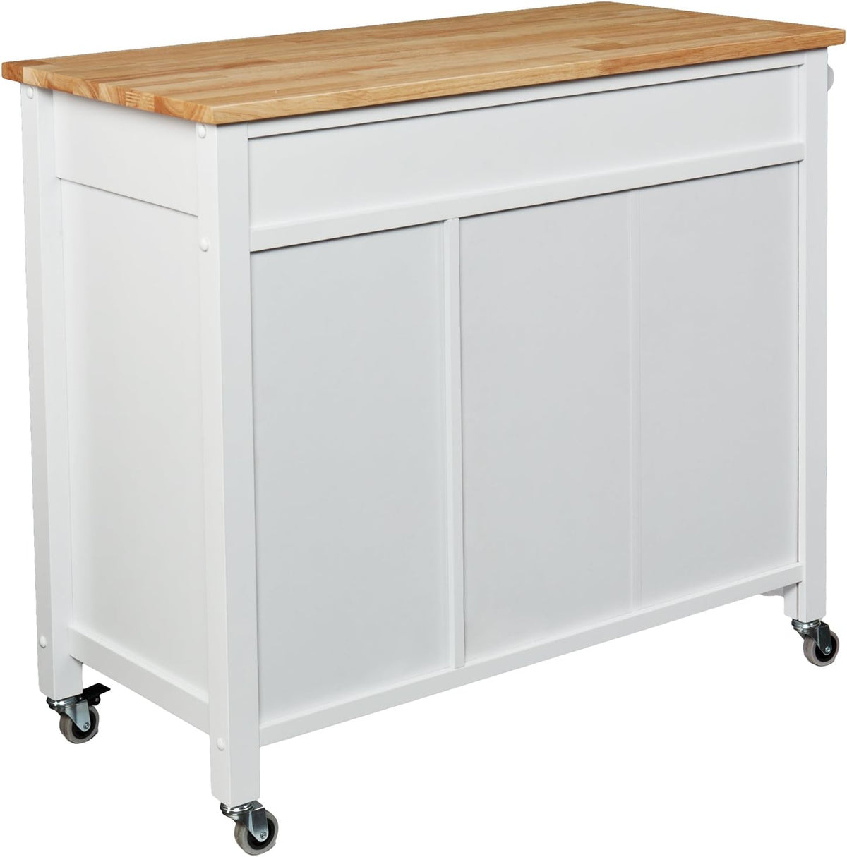 White Rolling Kitchen Cart Island with Cabinet F502