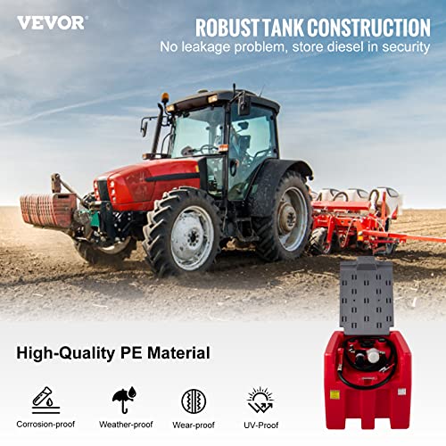 58 Gallon 10 GPM Diesel Fuel Tank with 12V Electric Transfer Pump and 13.1ft Rubber Hose Z79156