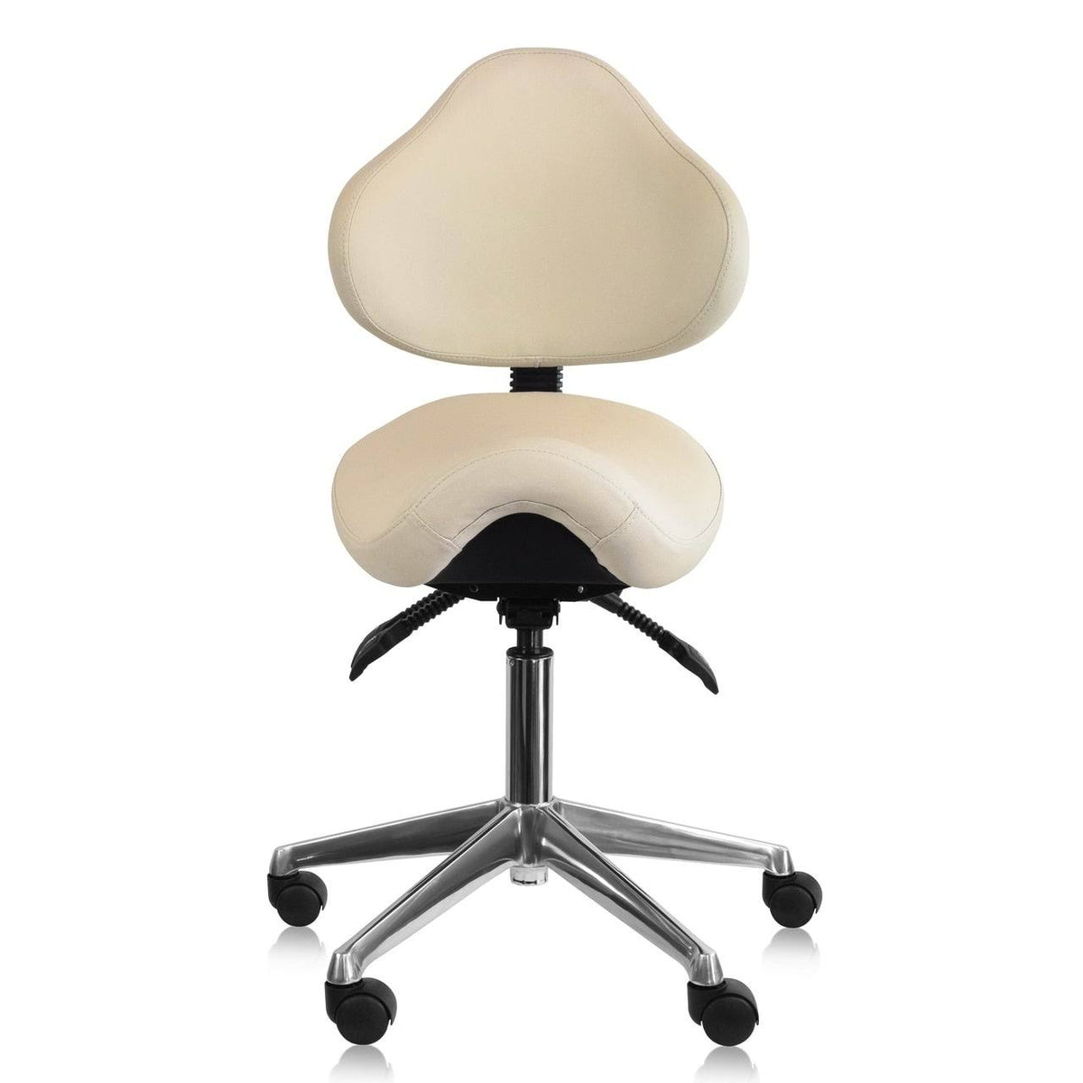 Adjustable Black Saddle Stool with Wheels K48625