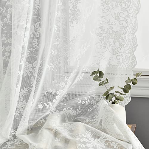 Scalloped Lace Sheer Curtains 2 Panels T3619