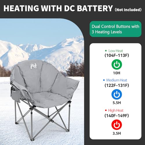 Heated Folding Camping Chair, Supports 500 Lbs H580121
