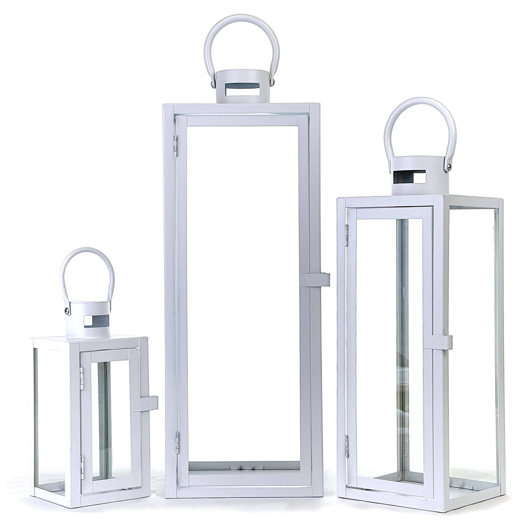 3-Pc Set Jumbo Indoor/Outdoor Candle Lantern Set with Tempered Glass H634