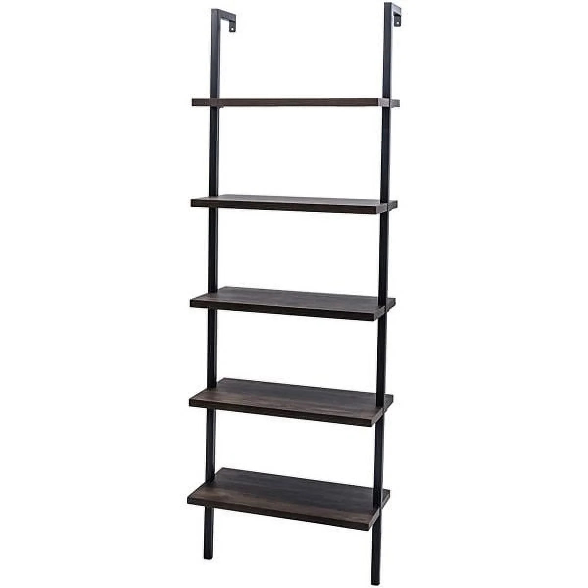 5-Shelf Wood Ladder Bookcase with Metal Frame A433