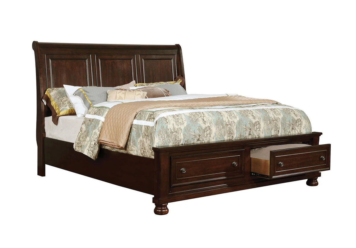 Brown Cherry Solid Wood 3pcs Bedroom Set S535321