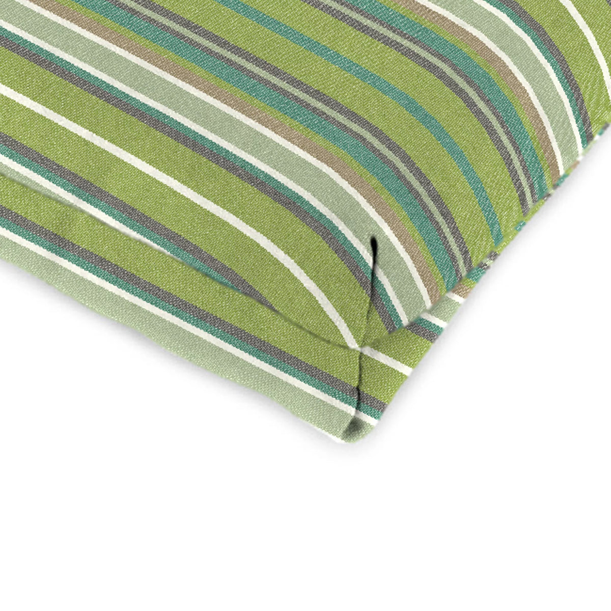 Green Stripe Rectangular Outdoor Chair Cushion with Ties B7034