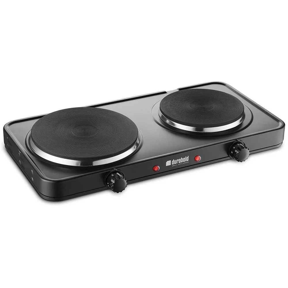 Electric Double Burner Cast Iron Hot Plate Black, 2 Pack H159350