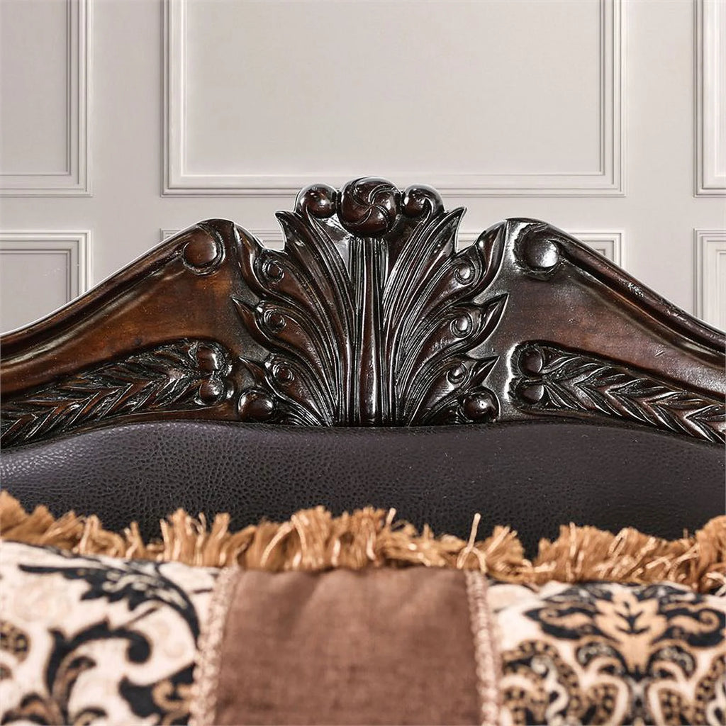 Brown Faux Leather Cushioned Loveseat U8313