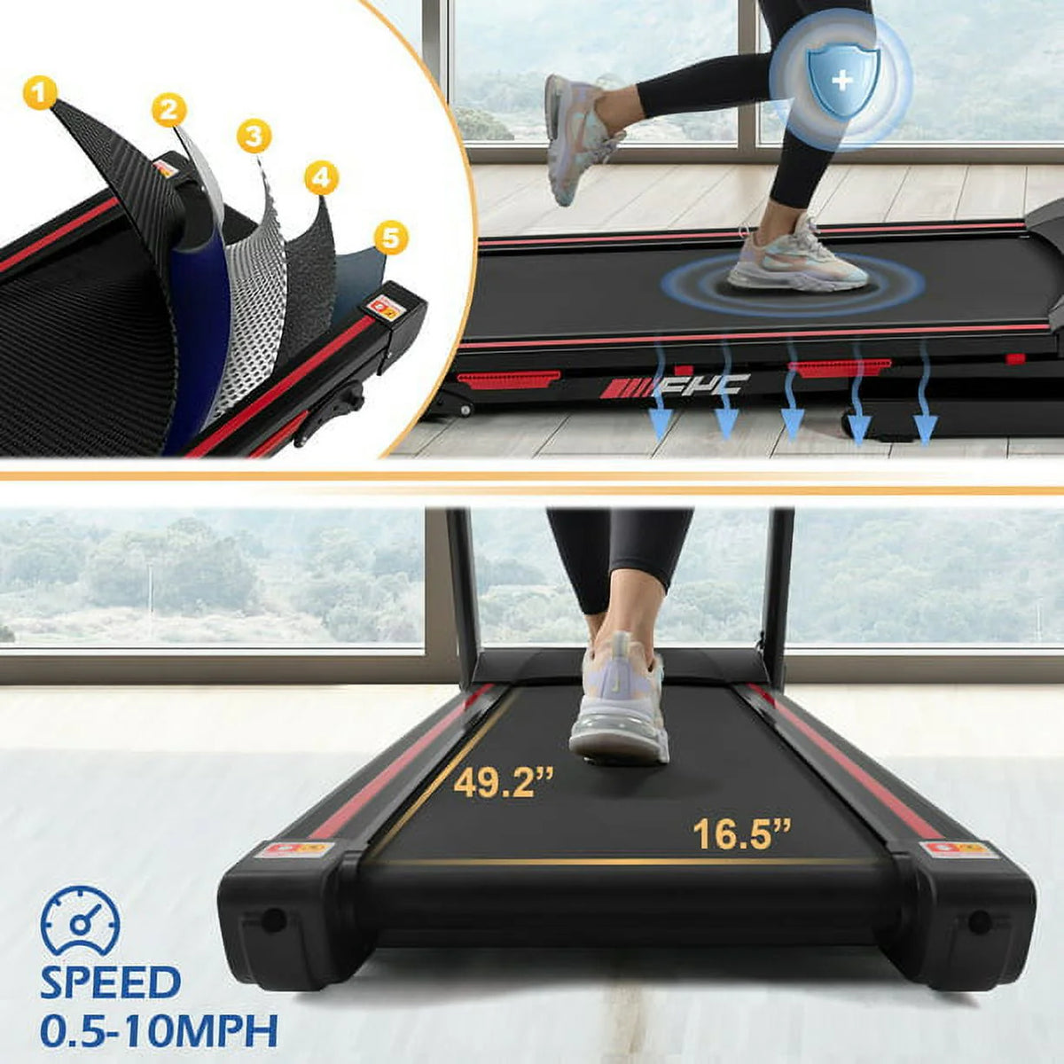 3.5HP Folding Treadmill with 330LB Capacity S84347