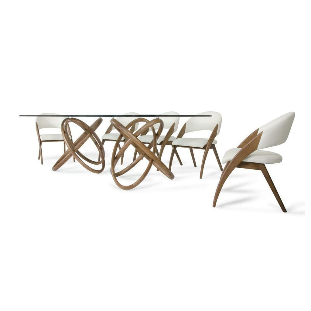 Walnut Solid Wood & Glass Rectangular Dining Table F842