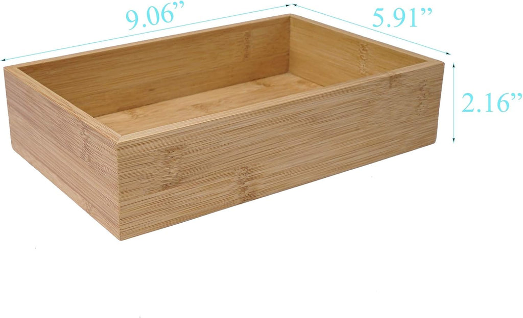 Bamboo Wood Drawer Organizer Tray Box Dividers Set, Pack of 2 X330