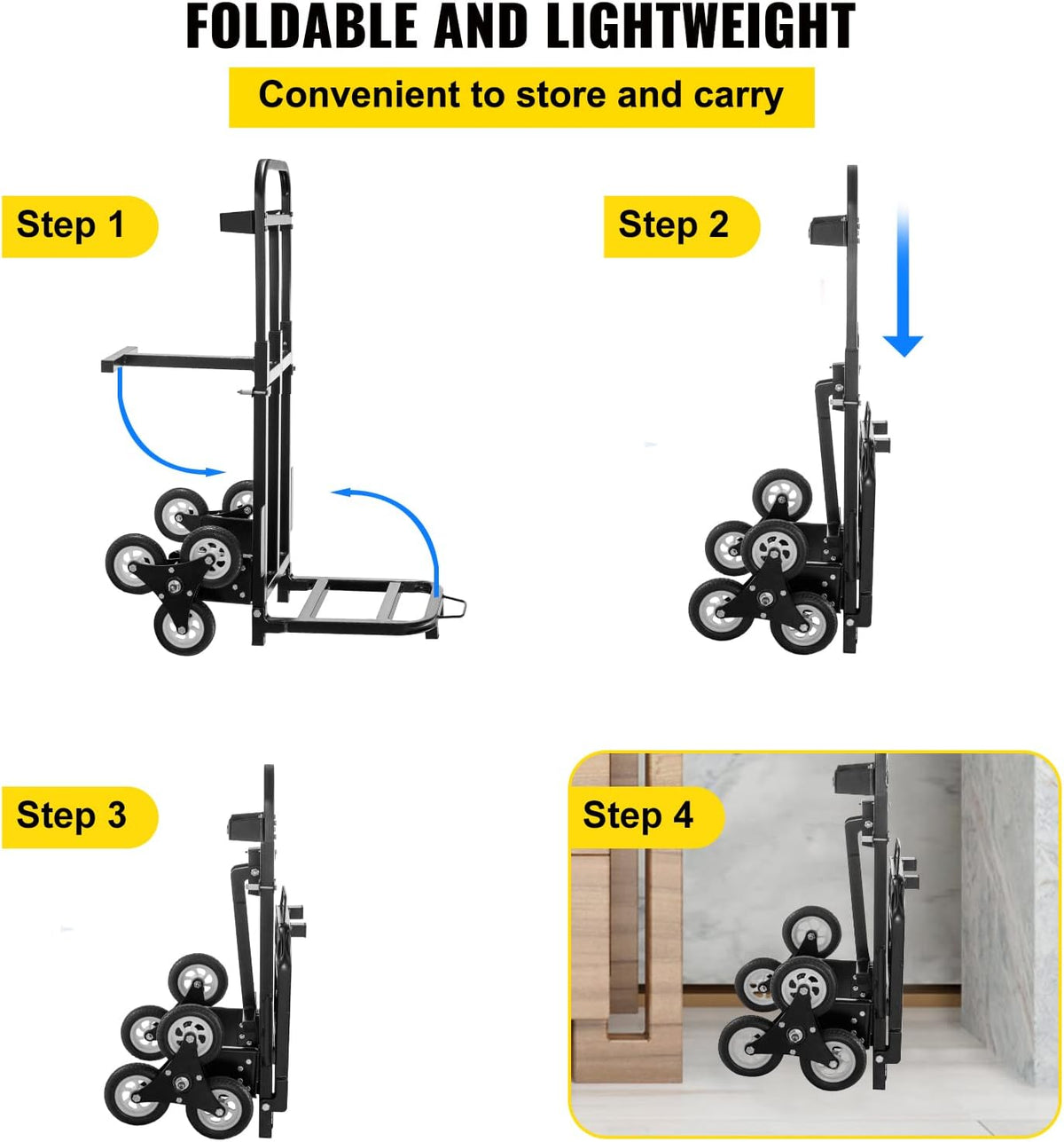 Stair Climbing Cart 420lbs Capacity Hand Truck with Adjustable Handle Q61751