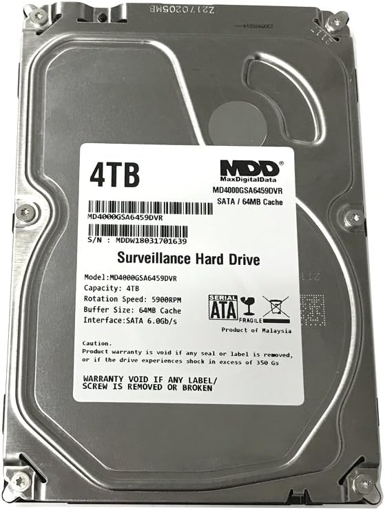 4TB 64MB Cache 5900RPM SATA 6.0Gb/s 3.5" Internal Surveillance DVR Hard Drive Pack of 2 D2081
