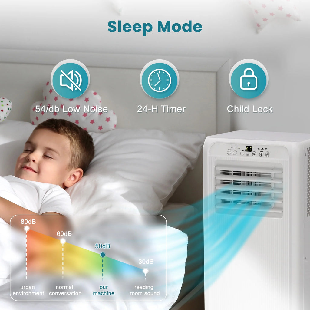 8000 BTU Portable Air Conditioner with Dehumidifier & Fan Mode, White K790001