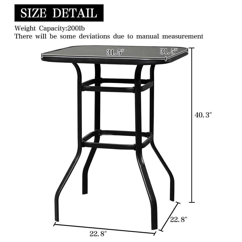 Black Wrought Iron Glass Bar Table Q7691