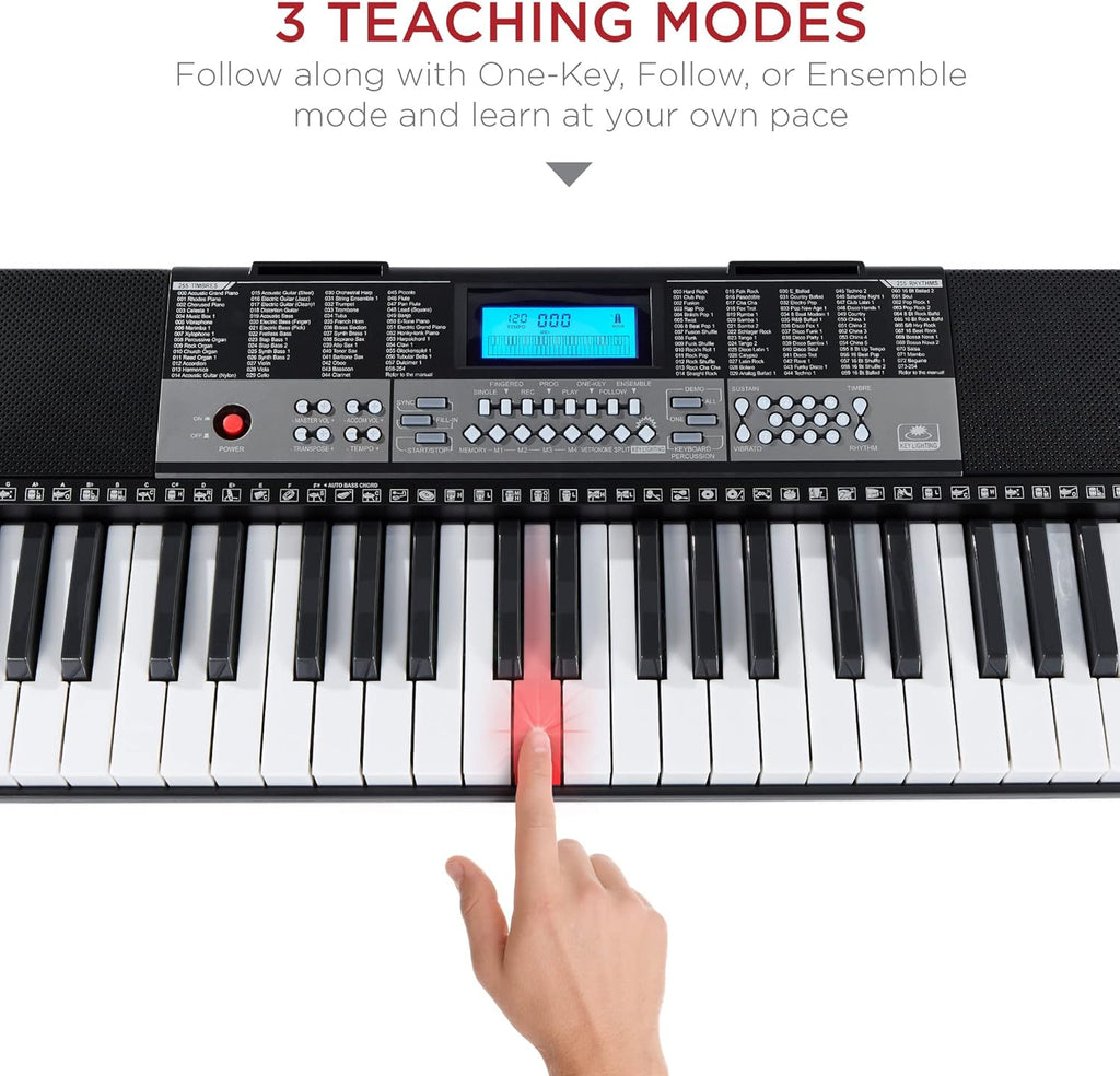 54-Key Electronic Keyboard Piano with LCD Screen, Power Adapter, Teaching Modes, Music Sheet Stand, Built in Speakers M275