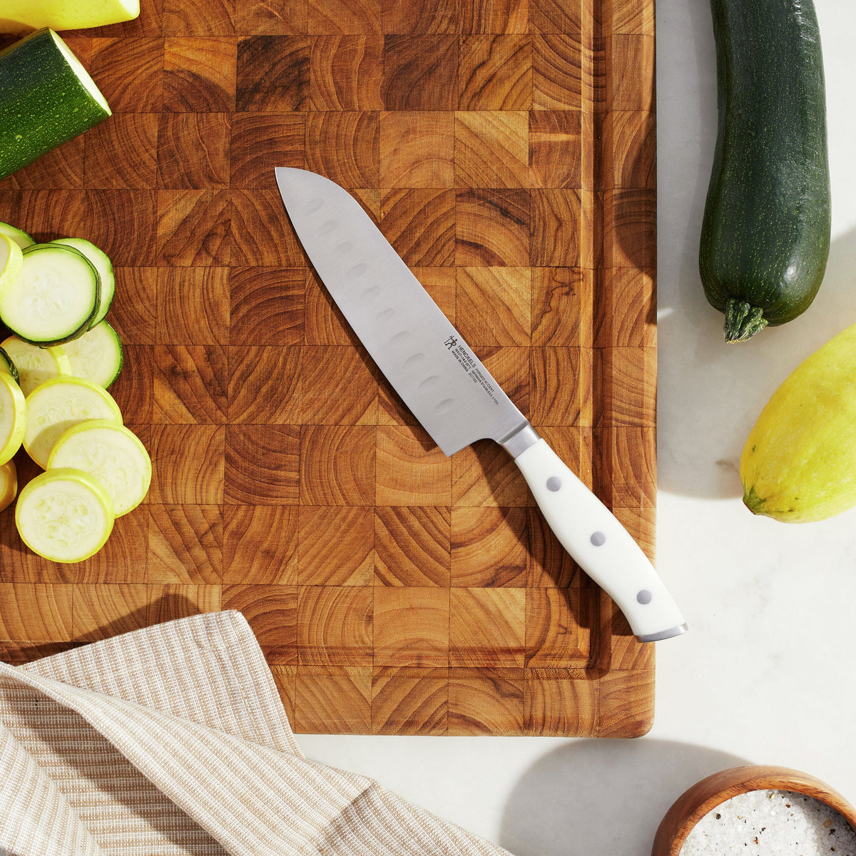 5 Fine Edge Santoku Knife with White Handle U40369