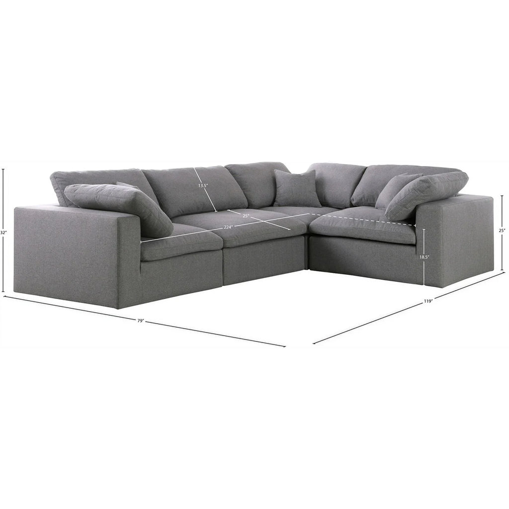 Gray Linen Fabric Modular Sectional H4816