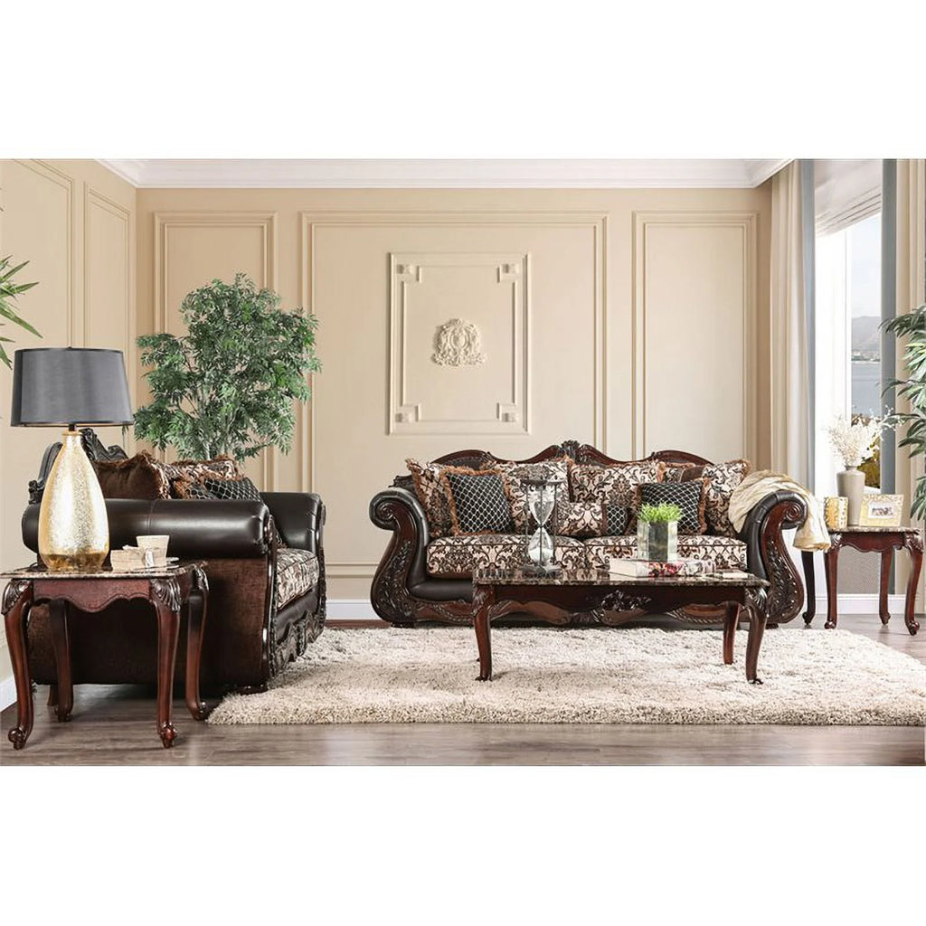Brown Faux Leather Cushioned Loveseat U8313